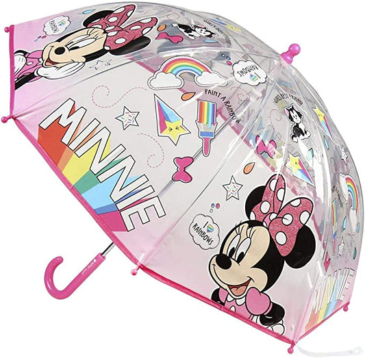 CERDÁ LIFE'S LITTLE MOMENTS - Paraguas Transparente Niña de Minnie Mouse - Apertura Manual con Mecanismo Antiviento y Proteccion en las Varillas para Mayor Seguridad - Licencia Oficial Disney