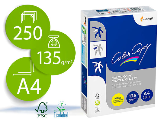 Papel fotocopiadora color copy glossy din a4 135 gramos paquete 250 hojas.