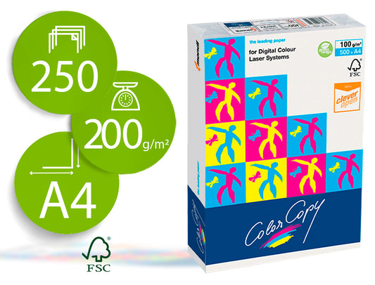 Papel fotocopiadora color copy din a4 200 gramos paquete de 250 hojas.