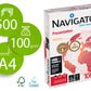 Papel fotocopiadora navigator tamaño a4 grosor 100 gramos papel multiuso ink-jet y laser paquete de 500 hojas.