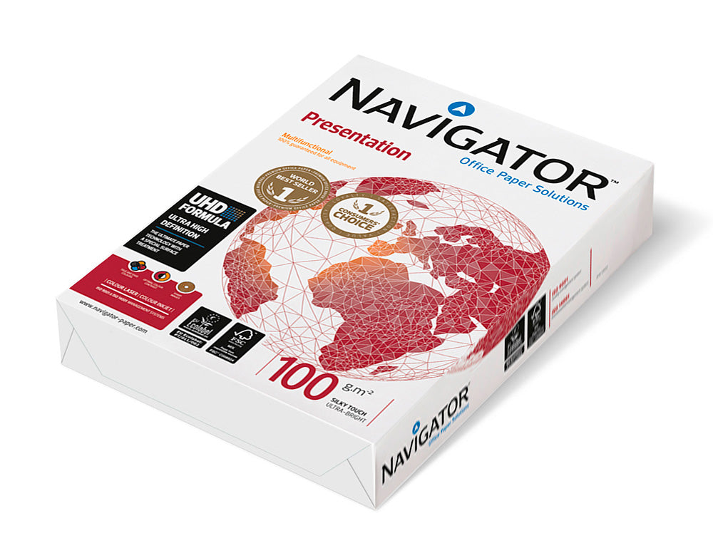 Papel fotocopiadora navigator tamaño a4 grosor 100 gramos papel multiuso ink-jet y laser paquete de 500 hojas.