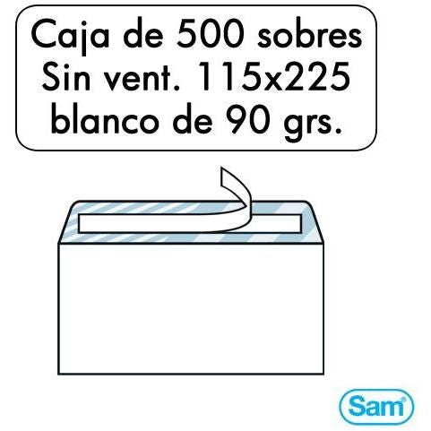 Caja sobre americano 115 x 225 mm, blanco, caja 500 unidades